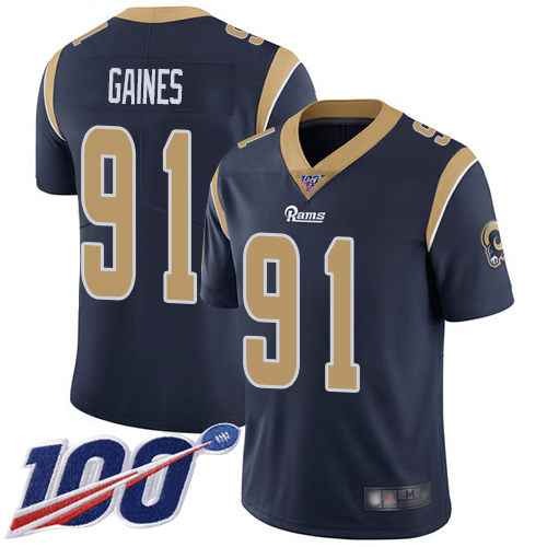 Los Angeles Rams Limited Navy Blue Men Greg Gaines Home Jersey NFL Football #91 100th Season Vapor Untouchable